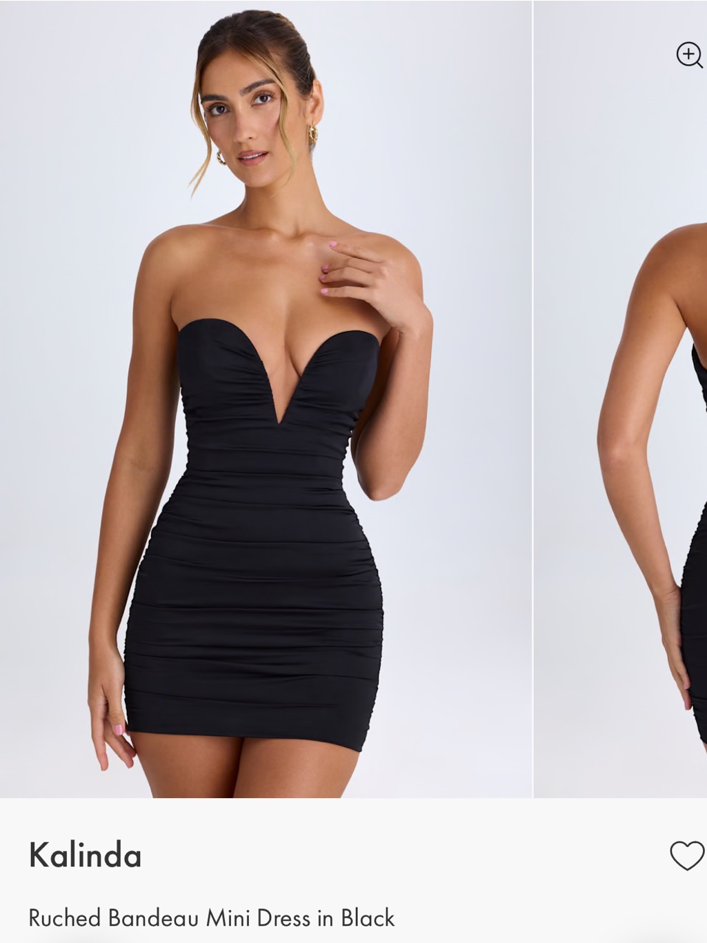 Nwt Oh Polly: Black Ruched Bandeau Mini Dress
